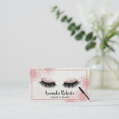 Lashes Makeup Artist Classy Linen  Floral Visitekaartje (Staand voorkant)