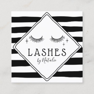 Lashes Makeup Artist Cute Hand Drawn Stripes Salon Vierkante Visitekaartje