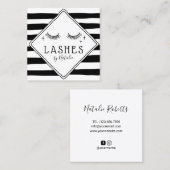 Lashes Makeup Artist Cute Hand Drawn Stripes Salon Vierkante Visitekaartje (Voorkant / Achterkant)