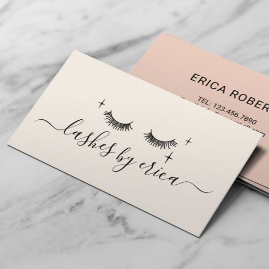 Lashes Makeup Artist Cute Tekening Eyelash Beige Visitekaartje