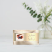Lashes & Makeup Artist, DIY Name/Photo, Gold/Gold Visitekaartje (Staand voorkant)