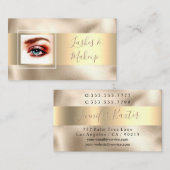Lashes & Makeup Artist, DIY Name/Photo, Gold/Gold Visitekaartje (Voorkant / Achterkant)