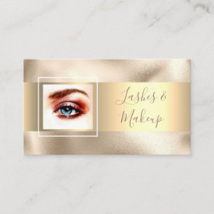 Lashes & Makeup Artist, DIY Name/Photo, Gold/Gold Visitekaartje