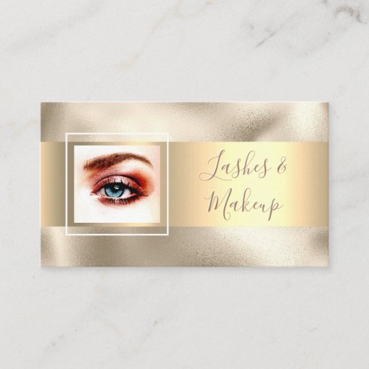 Lashes & Makeup Artist, DIY Name/Photo, Gold/Gold Visitekaartje (Voorkant)