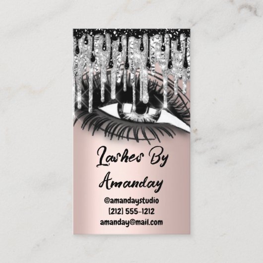 Lashes Makeup Artist drijft Roos QR Code Logo grij Visitekaartje (Voorkant)