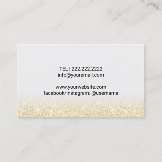 Lashes Makeup Artist Elegant Gold Glitter Visitekaartje (Achterkant)