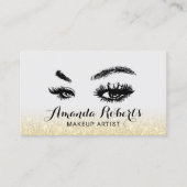 Lashes Makeup Artist Elegant Gold Glitter Visitekaartje (Voorkant)