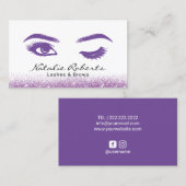 Lashes Makeup Artist Elegant Paars Wink Eye Visitekaartje (Voorkant / Achterkant)