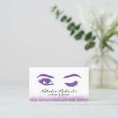 Lashes Makeup Artist Elegant Paars Wink Eye Visitekaartje (Staand voorkant)