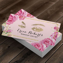 Lashes Makeup Artist Elegant Pink Floral Salon