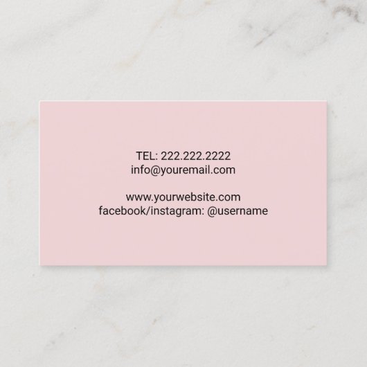 Lashes Makeup Artist Elegant Pink Floral Salon Visitekaartje (Achterkant)