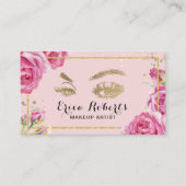 Lashes Makeup Artist Elegant Pink Floral Salon Visitekaartje (Voorkant)