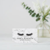 Lashes Makeup Artist Eyelash Salon White Marble Visitekaartje (Staand voorkant)