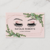 Lashes Makeup Artist Geometric Greenery Blush Pink Visitekaartje (Voorkant)