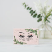 Lashes Makeup Artist Geometric Greenery Blush Pink Visitekaartje (Staand voorkant)