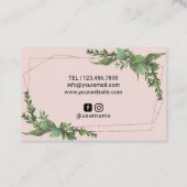 Lashes Makeup Artist Geometric Greenery Blush Pink Visitekaartje (Achterkant)