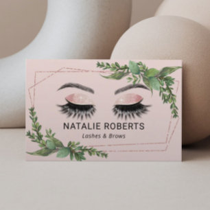 Lashes Makeup Artist Geometric Greenery Blush Pink Visitekaartje