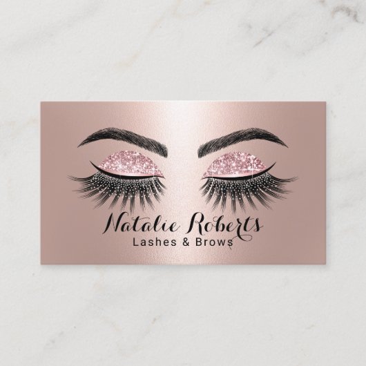 Lashes Makeup Artist Glam Roos Gold Eyelash Visitekaartje (Voorkant)