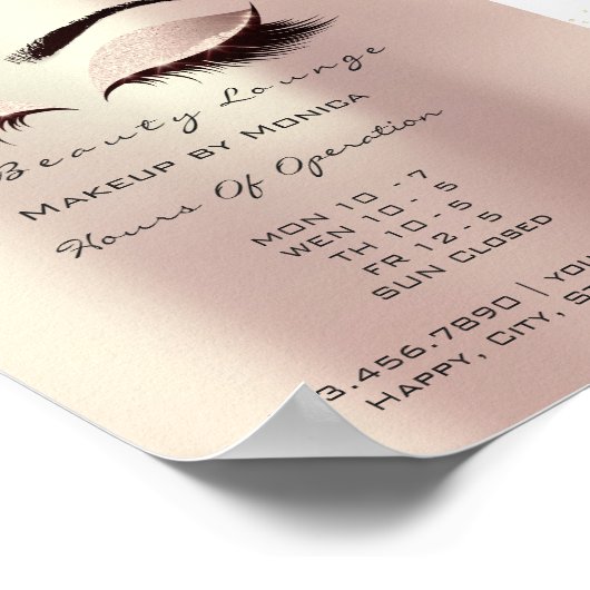 Lashes Makeup Artist Glitter Beauty Roos Roze Poster (Hoek)