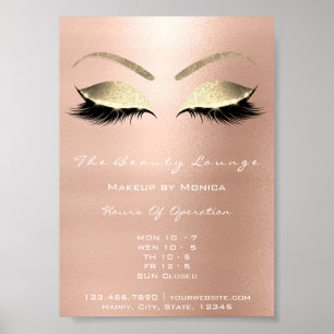 Lashes Makeup Artist Glitter Beauty Salon Gold Poster