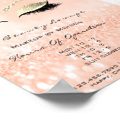 Lashes Makeup Artist Glitter Beauty Salon Peach Poster (Hoek)