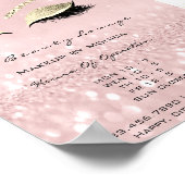 Lashes Makeup Artist Glitter Beauty Salon Roze Poster (Hoek)