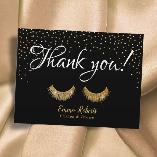 Lashes Makeup Artist Gold Confetti Hartelijk dank Briefkaart