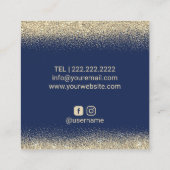 Lashes Makeup Artist Gold Confetti Navy Blue Salon Vierkante Visitekaartje (Achterkant)
