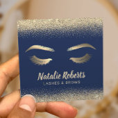 Lashes Makeup Artist Gold Confetti Navy Blue Salon Vierkante Visitekaartje