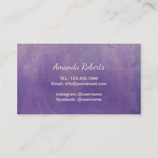 Lashes Makeup Artist Gold Script Elegant Paars Visitekaartje (Achterkant)