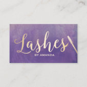 Lashes Makeup Artist Gold Script Elegant Paars Visitekaartje (Voorkant)