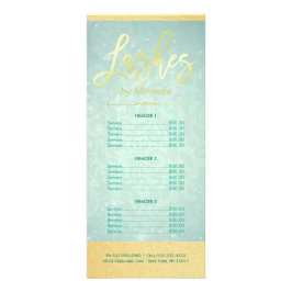 Lashes Makeup Artist Gold Script Green Price List Reclamekaart
