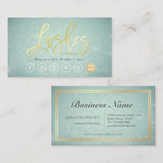 Lashes Makeup Artist Gold Script Loyalty Punch (Voorkant / Achterkant)