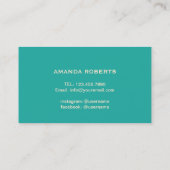 Lashes Makeup Artist Gold Script Modern Turquoise Visitekaartje (Achterkant)