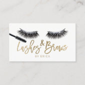 Lashes Makeup Artist Gold Typography Eyelash Salon Visitekaartje (Voorkant)