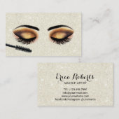 Lashes Makeup Artist Ivory Glitter Modern Salon Visitekaartje (Voorkant / Achterkant)