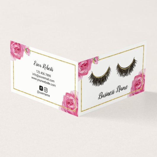 Lashes Makeup Artist Manicurist Floral Loyalty Kaart (Buitenkant)