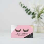 Lashes Makeup Artist Marble Silver Gold Pink Visitekaartje (Staand voorkant)