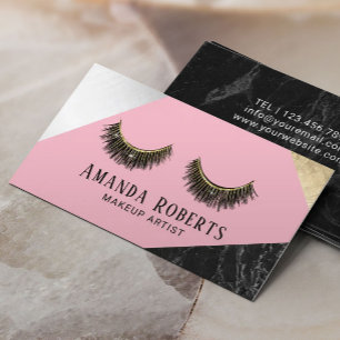 Lashes Makeup Artist Marble Silver Gold Pink Visitekaartje
