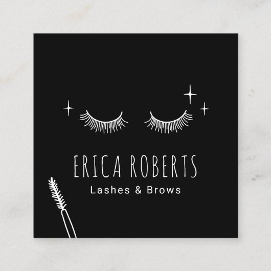 Lashes Makeup Artist Minimalist Eyelash Salon Vierkante Visitekaartje (Voorkant)
