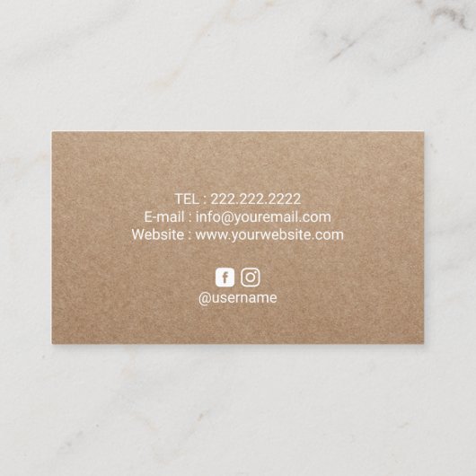 Lashes Makeup Artist Minimalist Rustic Kraft Visitekaartje (Achterkant)