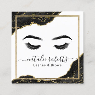 Lashes Makeup Artist Modern Black Gold Salon Vierkante Visitekaartje