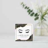Lashes Makeup Artist Modern Black Gold Salon Vierkante Visitekaartje (Staand voorkant)