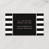 Lashes Makeup Artist Modern Black & White Stripes Visitekaartje (Achterkant)