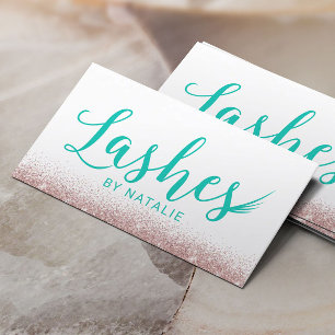 Lashes Makeup Artist Modern Blauwgroen Typografie Visitekaartje