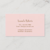 Lashes Makeup Artist Modern Blush Pink Gold Visitekaartje (Achterkant)