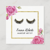 Lashes Makeup Artist Modern Floral Beauty Salon Vierkante Visitekaartje (Voorkant)