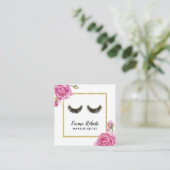 Lashes Makeup Artist Modern Floral Beauty Salon Vierkante Visitekaartje (Staand voorkant)