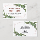 Lashes Makeup Artist Modern Geometric Greenery Visitekaartje (Voorkant / Achterkant)