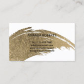 Lashes Makeup Artist Modern Gold Brush Strokes Visitekaartje (Achterkant)